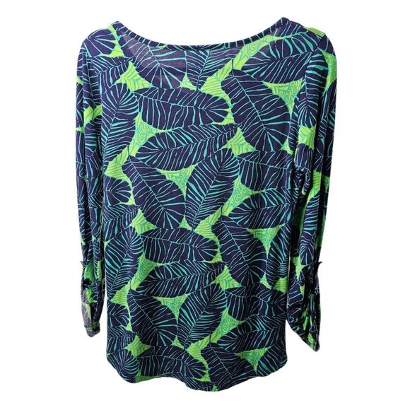 Lilly Pulitzer Tropical Top Size XS Green Palms Porter Henley Button Shirt - Picture 4 of 10